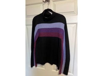 Cozy Professional Women's Black & Purple Turtleneck Sweater