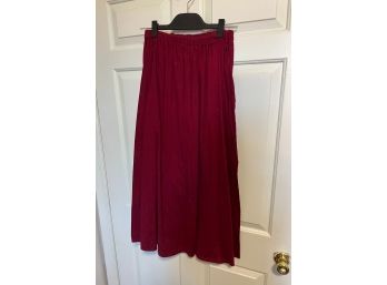 Homemade Red Women's Floor Length Skirt With Elastic Band