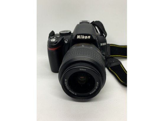 WOW! Mint Condition Nikon D3000 Digital SLR Camera W/ 18-55 Mm Lens, Battery Charger, & Case