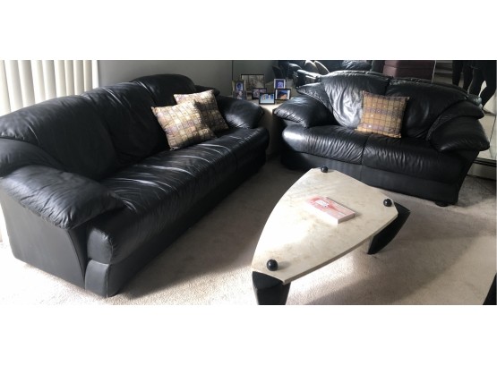 BLACK LEATHER SOFA AND LOVE SEAT- EXCELLENT CONDITION-D2