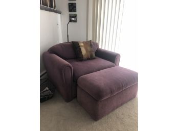 OVERSIZED CHAIR AND OTTOMAN WITH STORAGE- PURPLE- UPHOLSTERED-D1