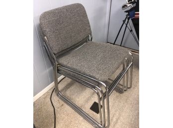 LOT OF 3 STACKABLE GREY FABRIC OFFICE CHAIRS-B44