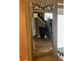 CARVED WOOD MIRROR MOROCCAN STYLE- SILVER TONE WOOD-DR7
