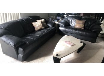 BLACK LEATHER SOFA AND LOVE SEAT- EXCELLENT CONDITION-D2