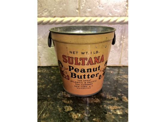 (G27) ANTIQUE TIN-1 LB CONTAINER OF SULTANA PEANUT BUTTER