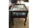 (D-26) WOOD  GLASS ENCLOSED CURIOSITY DISPLAY TABLE WITH DRAWER- 22' WIDE BY 17' DEEP BY 23' HIGH