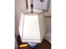 (D-8) ANTIQUE HAND PAINTED FRENCH LAMP  WITH SHADE - 28' TALL