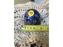(D-43) ANTIQUE BLUE & WHITE SWIRL DESIGN CERAMIC  CARPET BALL - VICTORIAN GAME - 3.5'