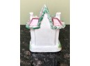 (A-12) ANTIQUE 1850'S ENGLISH STAFFORDSHIRE COTTAGE FIGURINE- POSTILE HOUSE -PINK ROOF -5' TALL