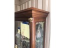 (D-13) VINTAGE TALL GLASS & WOOD STANDING CURIO CABINET - 76' HIGH 24' WIDE BY 12' DEEP- 4 GLASS DOORS OPEN
