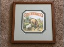 (E-18) ANTIQUE FRAMED CIGAR BOX PICTURE - 'WHITE THEIF' FARM ANIMALS -9' BY 9'