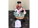 (A-10) ANTIQUE ENGLISH STAFFORDSHIRE FIGURINE-  - 'THE BULLY'  TWO BOYS -6.5' TALL