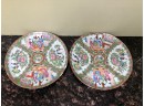 (X25) TWO ANTIQUE  ROSE MEDALLION PLATES - MADE IN CHINA C.1930S- 9'
