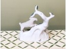 (A-14)  ANTIQUE 1840'S FRENCH PORCELAIN FIGURINE- DOG WITH RABBITS  5' TALL