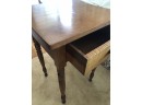 (D-16) ANTIQUE OCCASIONAL TABLE  WITH TIGER MAPLE DRAWER - 18' WIDE BY 17' DEEP BY 26' HIGH