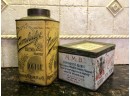 (G29) LOT OF TWO ANTIQUE TINS CAMBRIDGE BLEND COFFEE AND RIDGWAY TEA