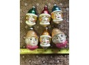 (Z-11) LOT OF 6 ANTIQUE CHRISTMAS ORNAMENTS - FLOATING HEADS - GERMANY - CZECH -  3'