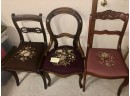 (Z-17) LOT OF THREE  VINTAGE NEEDLEPOINT SEAT CHAIRS -
