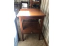 (D-24) VINTAGE WOOD OCCASIONAL TABLE WITH DRAWER - 19' WIDE BY 18' DEEP BY 27' HIGH
