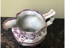 (X15) ANTIQUE PINK LUSTREWARE PITCHER -HOUSE ON A HILL- 8'