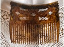 (G-14) LOT OF FOUR ANTIQUE HAIR COMBS -MANTILLA -TORTOISE PLASTIC W/RHINESTONES - SEE MISSING PEARLS ON LARGE
