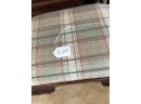 (D-25) VINTAGE WOOD FOOTSTOOL / BENCH WITH CUSHION - 21' WIDE BY 16' DEEP BY 16' HIGH