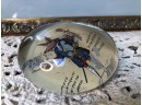 (D-49) ANTIQUE GLASS DOME PAPERWEIGHT - BOAR WEARING A UNIFORM - WINCHESTER COLLEGE -3.5'