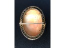 (GGD) VINTAGE 14KT GOLD AND CAMEO PIN MEASURES APPROX. 1 INCH X 3/4 INCH-WEIGHS 3.3 DWT