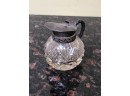 (C-37) LOT OF ANTIQUE GLASS CASTOR SET  WITH STAND & SUGAR SHAKER & 3 PITCHERS - DUNCAN, ETCHED GLASS -3-7'