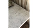 (D-12) ANTIQUE MARBLE TOP CABINET - DOOR LOCK NEEDS TLC - 2 HOLES ON TOP OF MARBLE- 28' HIGH BY 35' WIDE BY 19