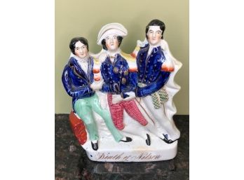 (A-7) ANTIQUE ENGLISH STAFFORDSHIRE FIGURINE - 'DEATH OF NELSON' LORD NELSON - OLD REPAIR -10'