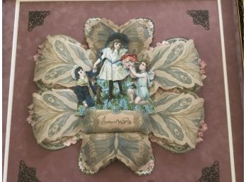 (E-8) ANTIQUE FRAMED 3-D VALENTINE -'SINCERE WISHES' HUGE & GORGEOUS -FRAME IS  22' BY 22'