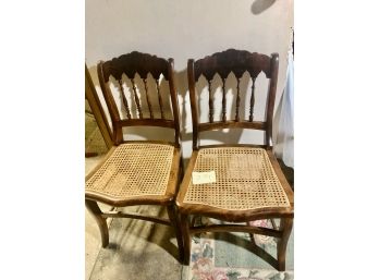 (Z-21) LOT OF TWO ANTIQUE  CANE SEAT CHAIRS - C.1920S