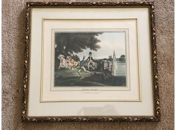(E-12) ANTIQUE FRAMED LITHO - DIGGING FOR BAIT - BEES --13' BY 14'