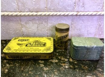 (G31) ANTIQUE TINS-SET OF 3-RICH'S GINGER-SULTANA SPICES-TOBACCO
