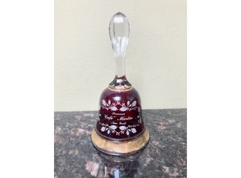 (x20) VINTAGE SOUVENIR RUBY GLASS BELL FROM CAFE MARLIN, NYC - 7'