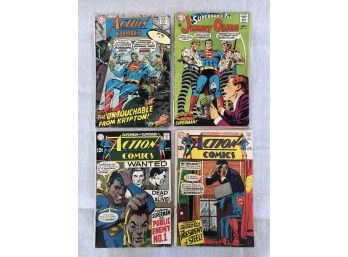 (E55) SET OF 4 VINTAGE SUPERMAN COMICS-#114,364,371 AND 374