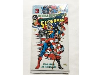 (E45) VINTAGE 3 COMIC BOOK PACKAGE-SUPERMAN 'REIGN OF THE SUPERMEN'-FLASH 3RD UNKNOWN NEVER OPENED