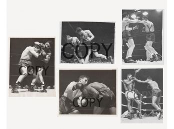 (E54) SERIES OF 5 VINTAGE NEWSPAPER BOXING PHOTOS-LOUIS-CONN MORE-THE WORD COPY IS NOT ON THE ORIGINAL