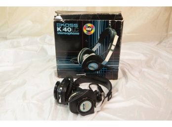 (C2) KOSS K/40 LC STEREOPHONE HEADPHONES-WITH PHONE JACK ADAPTER-PRE OWNED
