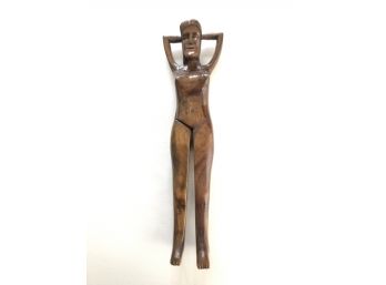 (E27) VINTAGE WOODEN NUT CRACKER- NUDE WOMAN-APPROX.13 INCHES LONG