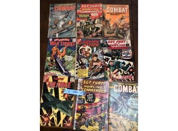 (A-11) - LOT OF NINE VINTAGE 1960'S COMICS -COMBAT, WAR STORIES, SUB ATTACK, SGT. FURY, AIRFORCE