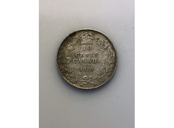 (D9) 1910 CANADA SILVER 10 CENTS-KING EDWARD V11