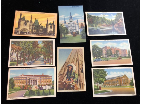 (PC7) LOT OF 8 VINTAGE POSTCARDS-6 FROM WISCONSIN-1 LA AND 1 CALIF.