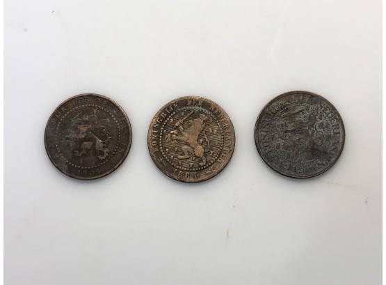 (D35) SET OF NETHERLAND 1 CENT COINS-1884-1905-1915