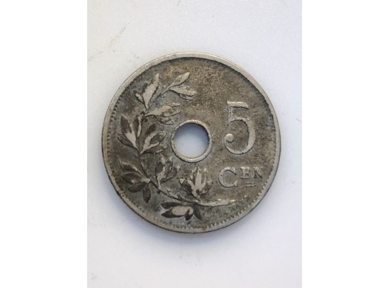 (D4) 1910 BELGIUM 5 CENTIMES ALBERT/DUTCH COIN