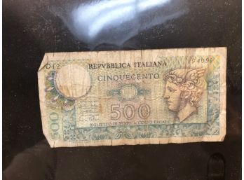 (E) 1974 ITALY 500 LIRE BANK NOTE-SERIAL #894095
