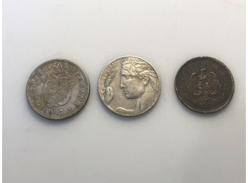 (D30) SET OF 3 COINS-1906 MEXICO 1 C-1907 PANAMA 2 1/2 C-1912 ITALY 20 C