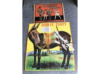 (A8) VINTAGE 1932 MILTON BRADLEY 'PIN THE TAIL ON THE DONKEY' USED