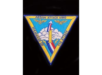 (p4) SPEARHEAD OF THE ATTACK MEDIUM ATTACK WING-BLUE TRIM-MEASURES APPROX 6 3/4' X 6'
